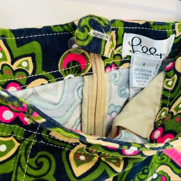 Lilly Pulitzer Corduroy Paisley Skirt green pink size 8 medium - Picture 6 of 8